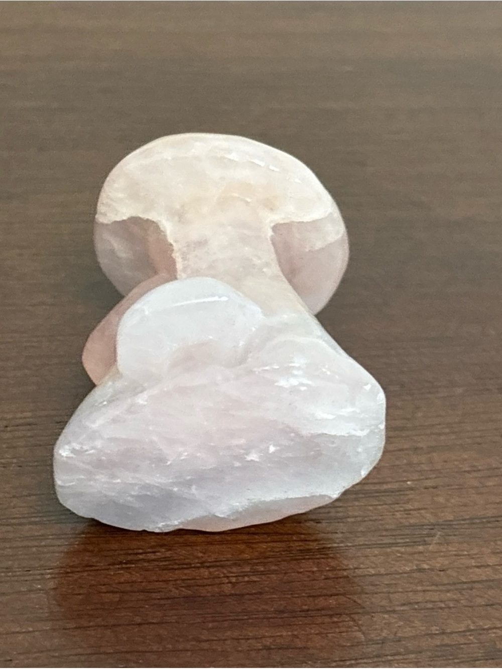 Hand carved polished rose quartz crystal mushroom Triple Stone Crystal Garden - Picture 7 of 8